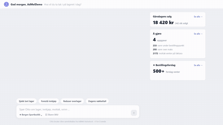 Leveringsanimasjon med Otto AI-assistenten